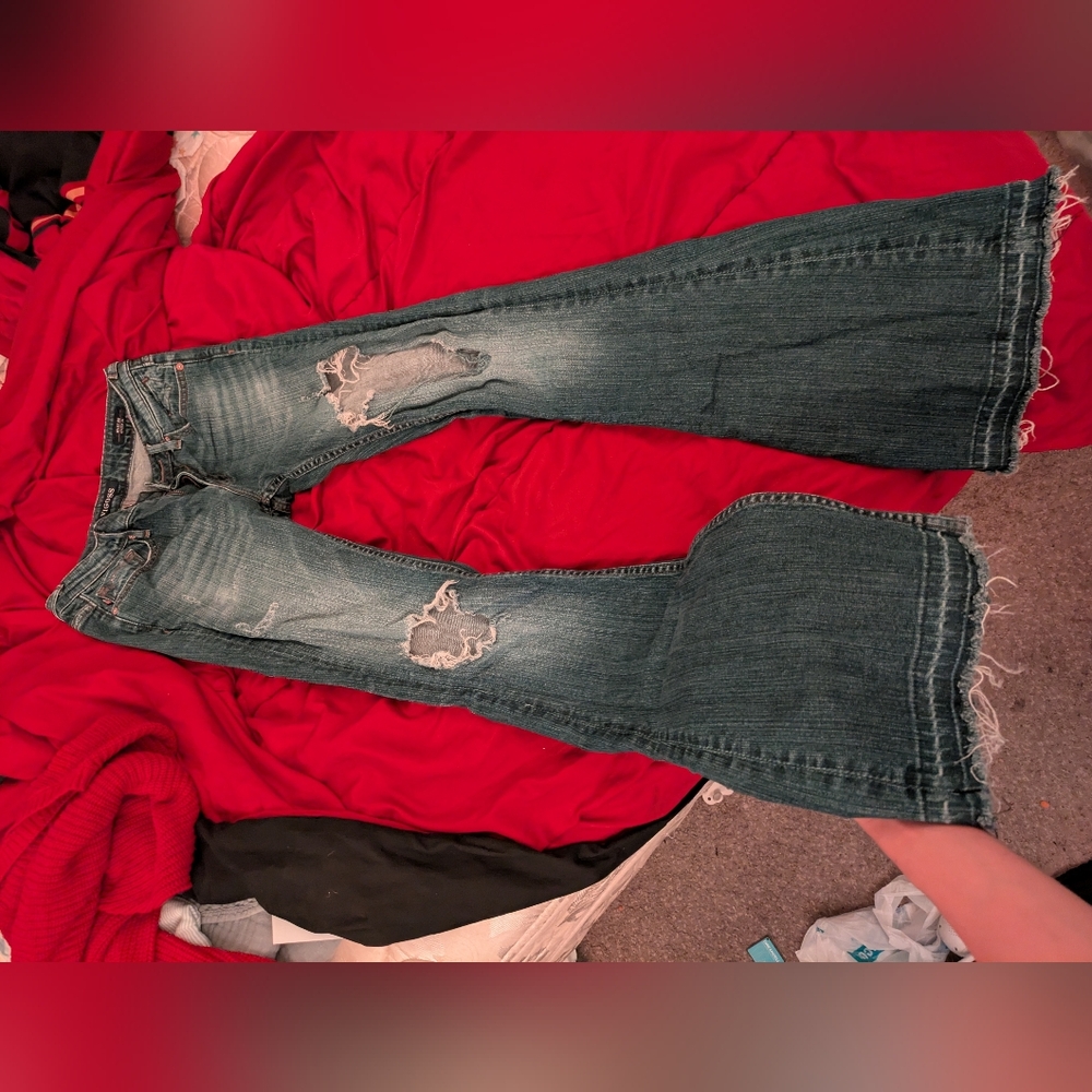 Vigoss Blue Distressed Flare Jeans